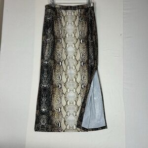 V Cristina Snakeskin Lined Midi Skirt With Side Slits Size XL